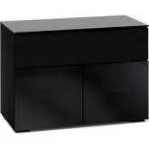 Oslo 329 44" TV Stand Cabinet for Center Speaker in Black Oak with Smoked Black Glass Doors & Top